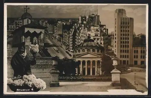 AK Bucuresti, Blumenverkäuferin, das Haus Bayer