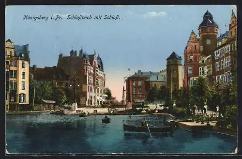 AK Königsberg, Schlossteich mit Schloss