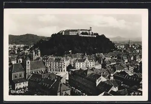 AK Ljubljana, Teilansicht mit Blick auf die Burg