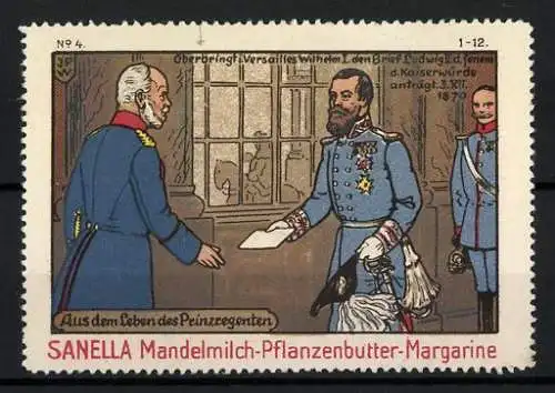 Künstler-Reklamemarke Johann Peter Werth, Serie: Aus dem Leben des Prinzregenten, Bild 4, Versailles Wilhelm I & Ludwig
