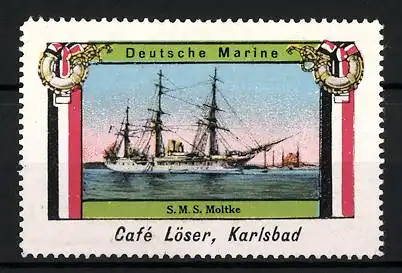 Reklamemarke Serie: Deutsche Marine, S.M.S. Moltke auf hoher See