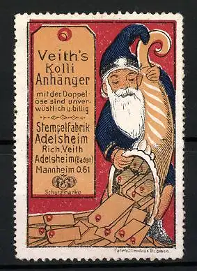 Reklamemarke Veith`s Kolli Anhänger, Stempelfabrik Adlesheim Rich. Veith, Zwerg