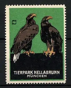 Künstler-Reklamemarke Sigmund von Suchodolski, Tierpark Hellabrunn bei München, Geier