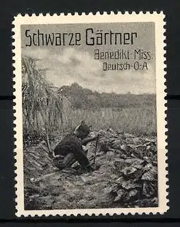 Reklamemarke Deutsch-Ost-Afrika, Benediktiner Mission, Schwarze Gärtner