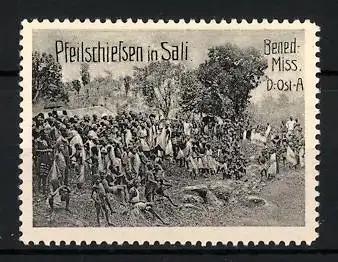Reklamemarke Deutsch-Ost-Afrika, Benediktiner Mission, Pfeilschiessen in Sali