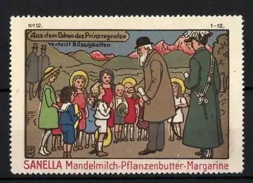 Künstler-Reklamemarke Johann Peter Werth, Serie: Aus dem Leben des Prinzregenten, Bild 10, Schlittenfahrt im Gebirge