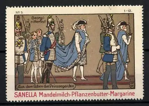 Künstler-Reklamemarke Johann Peter Werth, Serie: Aus dem Leben des Prinzregenten, Bild 5, Tafelrunde