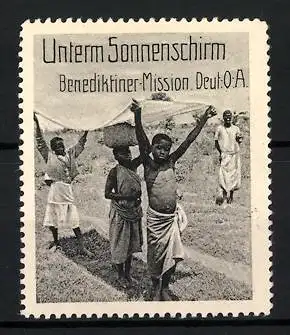 Reklamemarke Deutsch-Ost-Afrika, Benediktiner Mission, Unterm Sonnenschirm