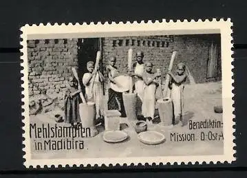 Reklamemarke Deutsch-Ost-Afrika, Benediktiner Mission, Mehlstampfen in Madibira