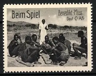 Reklamemarke Deutsch-Ost-Afrika, Benediktiner Mission, Afrikaner beim Spiel
