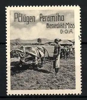 Reklamemarke Deutsch-Ost-Afrika, Benediktiner Mission, Pflügen in Peramiho