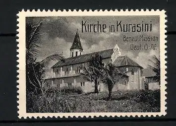 Reklamemarke Deutsch-Ost-Afrika, Benediktiner Mission, Kirche in Kurasini