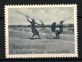 Reklamemarke Deutsch-Ost-Afrika, Benediktiner Mission, kämpfende Wagogo