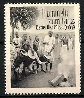 Reklamemarke Deutsch-Ost-Afrika, Benediktiner Mission, Trommeln zum Tanz