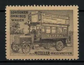 Reklamemarke Londoner Omnibus-Wagen auf Metzeler Massivreifen