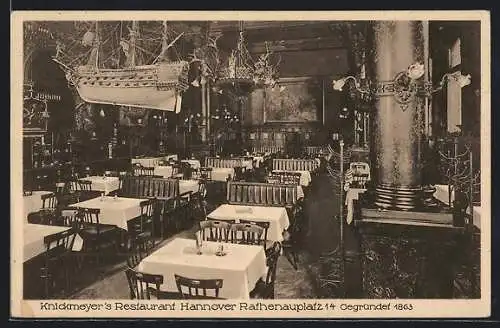 AK Hannover, Knickmeyer's Restaurant, Rathenauplatz 14, Speiseraum