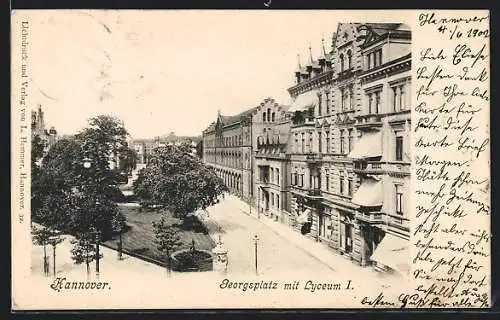 AK Hannover, Georgsplatz mit Lyceum I.