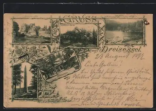 AK Neureichenau, Blick auf Dreisesselfels, Hohenstein-Spitze und Plöckensteinsee