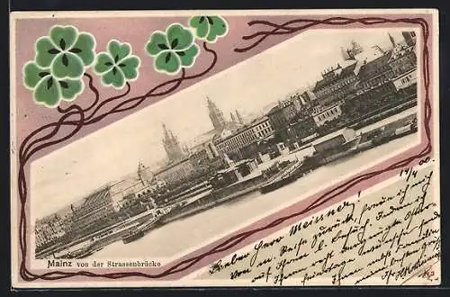 AK Mainz, Gesamtansicht von der Strassenbrücke aus
