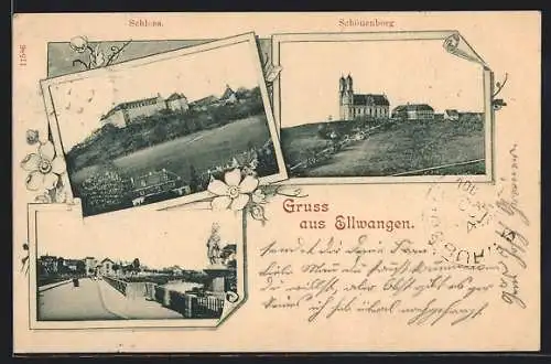 AK Ellwangen, Schönenberg, Schloss, Brückenpartie um 1900