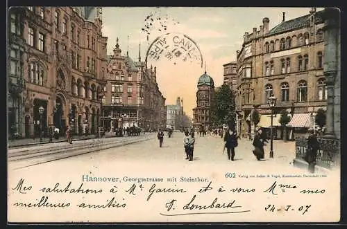 AK Hannover, Georgsstrasse mit Steinthor