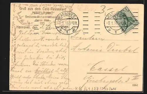 AK Hannover, Café-Restaurant Mittelpunkt, Innenansicht