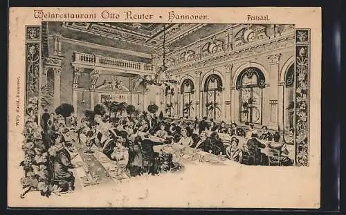 AK Hannover, Weinrestaurant Otto Reuter, Festsaal