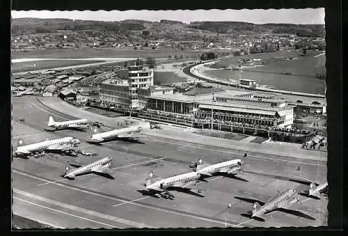 AK Zürich-Kloten, Flughafen aus der Vogelschau