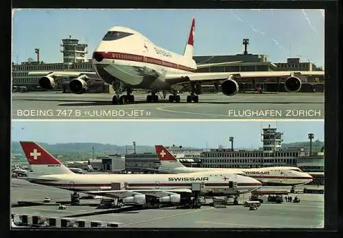 AK Zürich, Boeing 747 B Jumbo-Jet auf dem Flughafen
