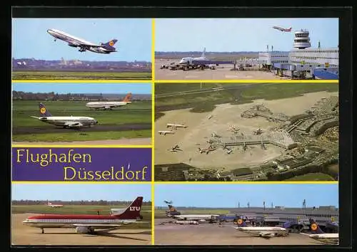 AK Düsseldorf, Flughafen mit LTU und Lufthansa-Maschinen