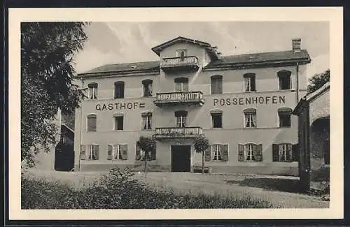 AK Possenhofen /Starnberger See, Gasthof Possenhofen C. Schauer mit Strasse