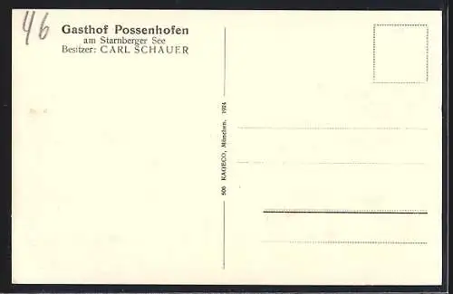 AK Possenhofen /Starnberger See, Gasthof Possenhofen C. Schauer mit Strasse