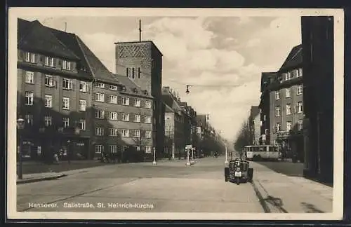 AK Hannover, Sallstrasse, Motorrad, Autobus