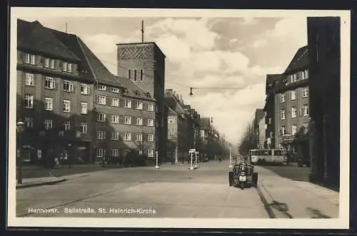 AK Hannover, Sallstrasse, Motorrad, Autobus