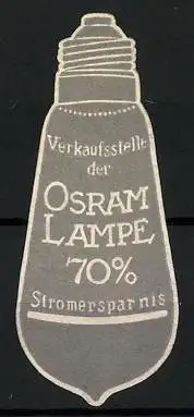 Präge-Reklamemarke Osram-Lampe mit 70% Stromersparnis