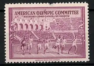 Reklamemarke Helsinki 1940, Games-St. Moritz, American Olympic Committee, Läufer
