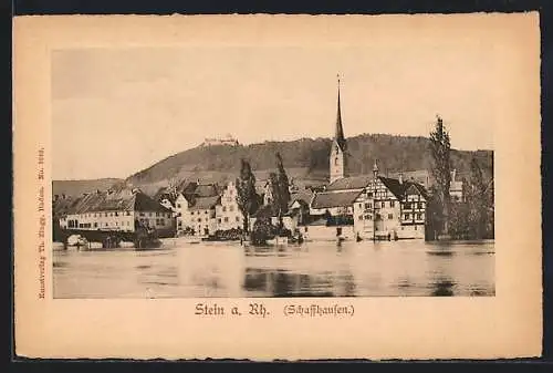 AK Stein a. Rh. /Schaffhausen, Uferpartie mit Kirche