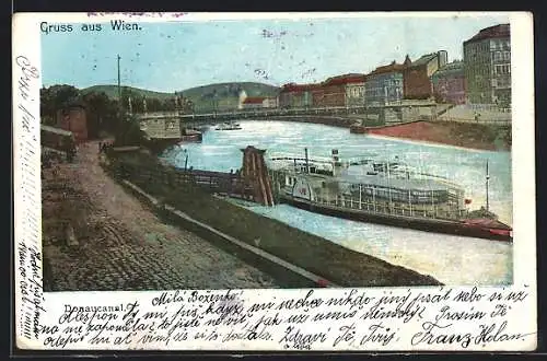 AK Wien, Donaukanal mit Donaudampfer