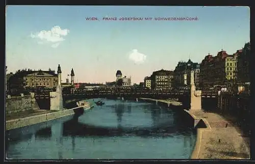 AK Wien, Franz Josefskai mit Schwedenbrücke