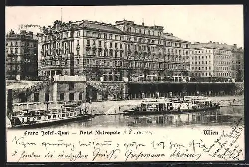 AK Wien, Franz Josef Quai, Hotel Metropole
