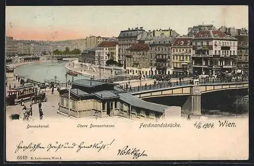 AK Wien, Donaukanal Obere Donaustrasse, Ferdinandsbrücke