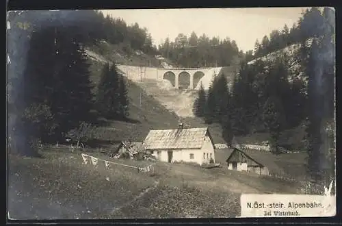 AK Winterbach, Gebäude und Viadukt der N. Öst.-steir. Alpenbahn