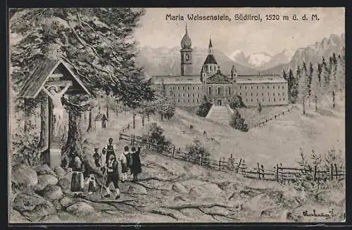 Künstler-AK Weissenstein, Blick zum Kloster Maria Weissenstein