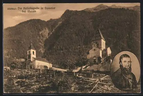AK St. Leonhard in Passeier, Hoferkapelle und Portrait Andreas Hofer
