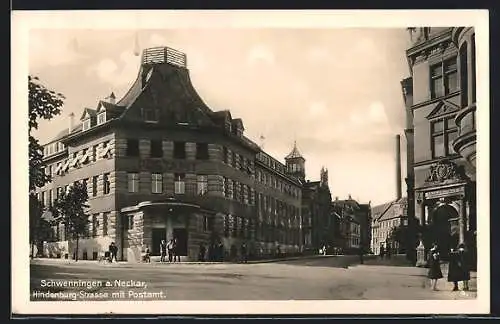 AK Schwenningen / Neckar, Hindenburg-Strasse mit Postamt