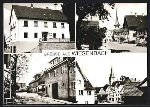AK Wiesenbach / Blaufelden, Gebäude- und Ortsansichten mit Kirche