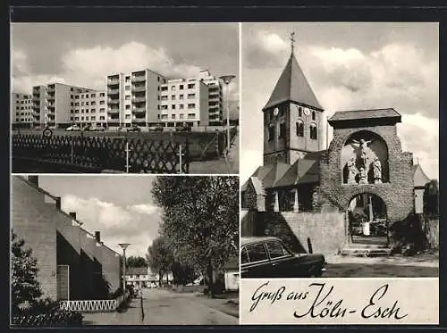 AK Köln-Esch, Kirche, Siedlungsansichten