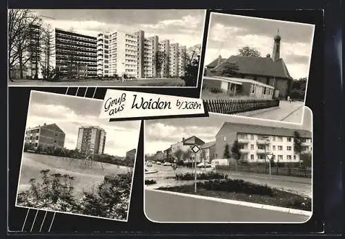 AK Weiden, Ortsansicht mit Neubausiedlung