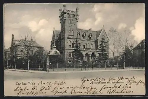 AK Landau / Pfalz, Schlossstrasse mit Schlösschen