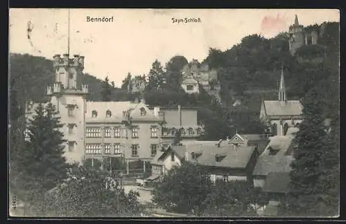 AK Bendorf / Sayn, Sayn-Schloss aus der Vogelschau